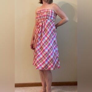 NEW * Lilly Pulitzer Gweneth Strapless Dress in Patio Plaid, Women's size 10